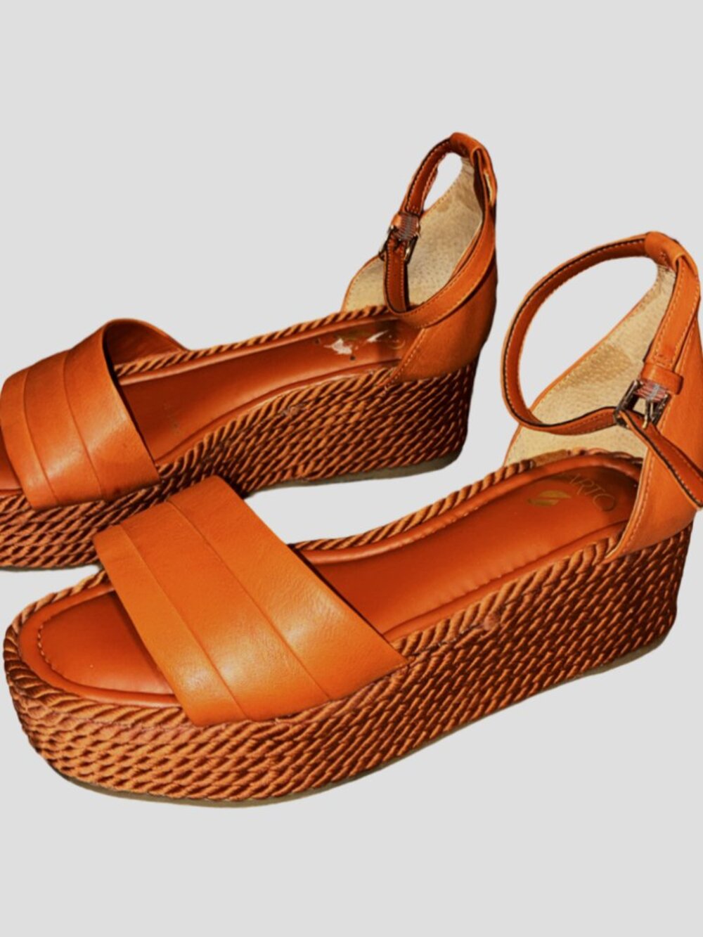 Sz.8*ARTO*Rust-Colored Platform Wedge Sandals